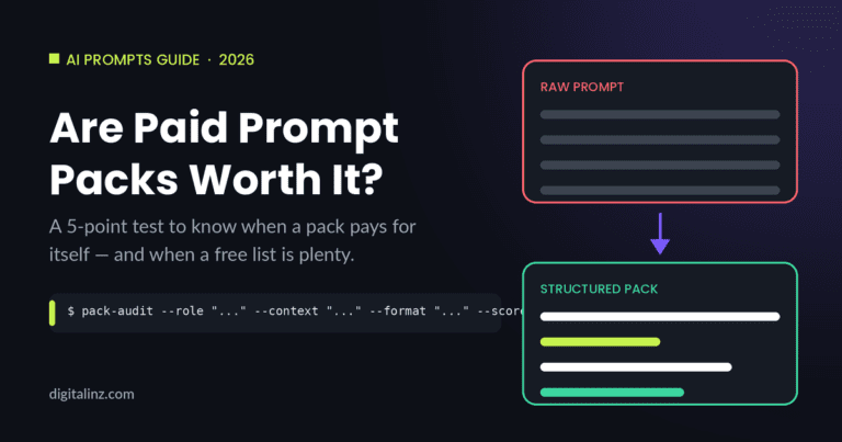 Are paid ChatGPT prompt packs worth it: raw prompt vs structured pack diagram