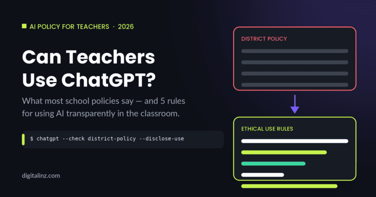 Diagram showing the path from district AI policy to ethical ChatGPT use rules for teachers in the classroom