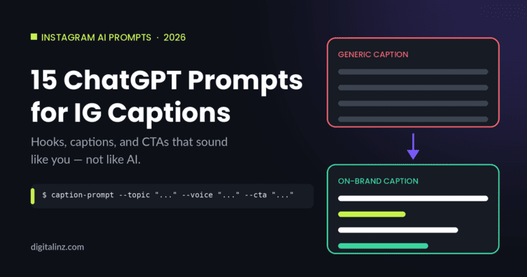 Best ChatGPT prompts for Instagram captions: generic caption vs on-brand caption diagram