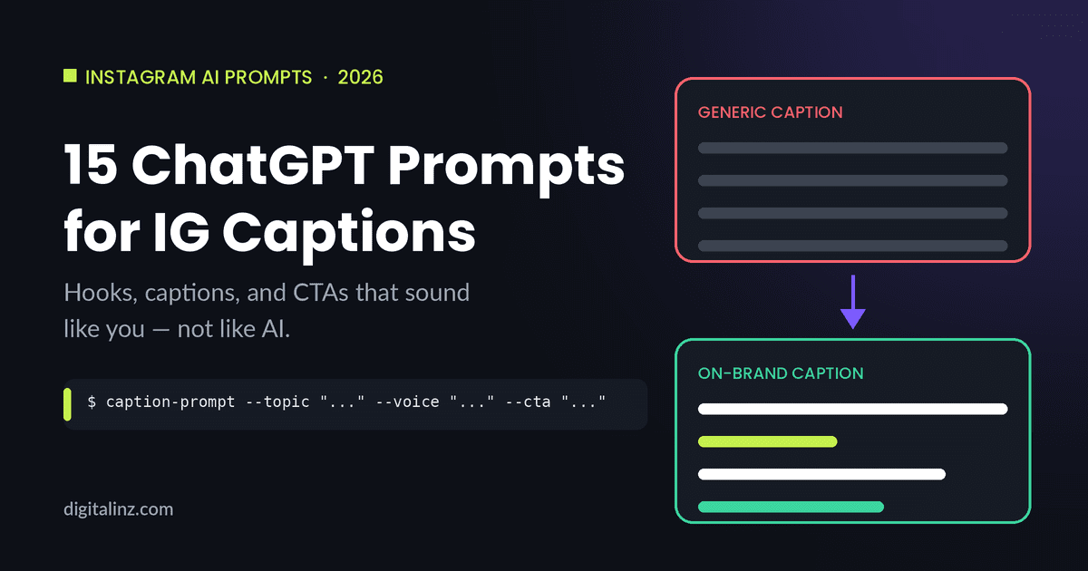 Best ChatGPT prompts for Instagram captions: generic caption vs on-brand caption diagram
