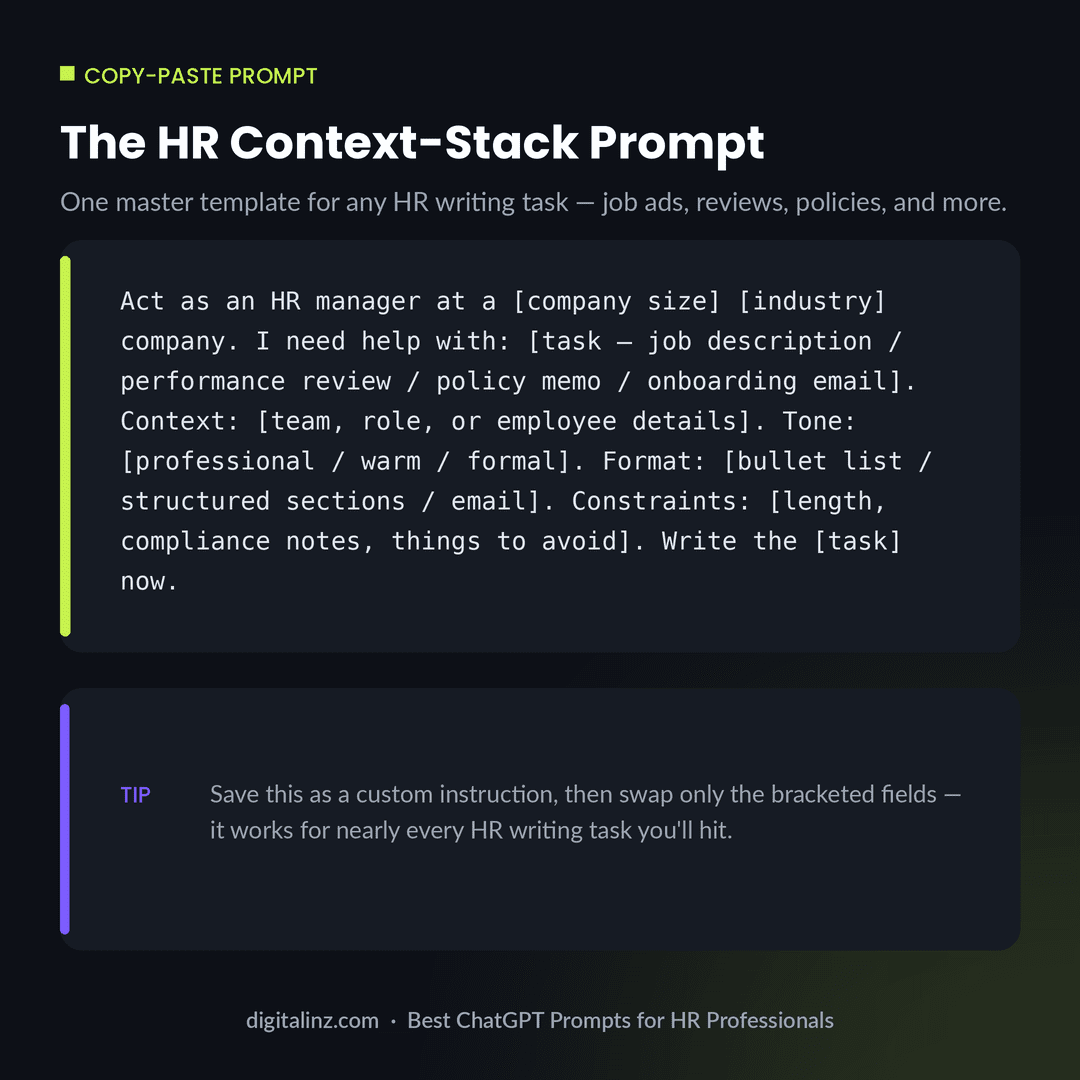 Copy-paste HR context-stack ChatGPT prompt for HR professionals