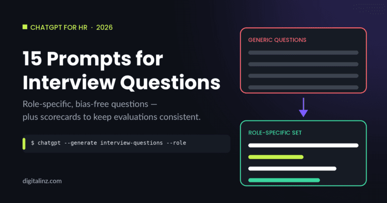 Diagram showing generic interview questions transformed into a role-specific interview question set using ChatGPT prompts