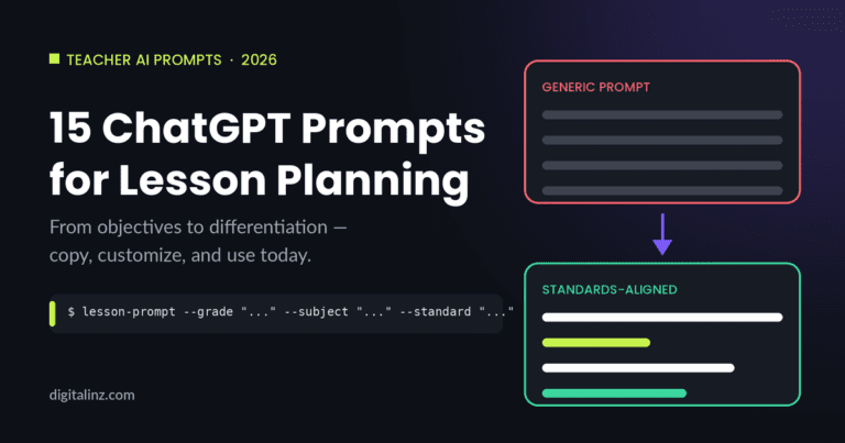 ChatGPT prompts for lesson planning: generic vs standards-aligned prompt diagram