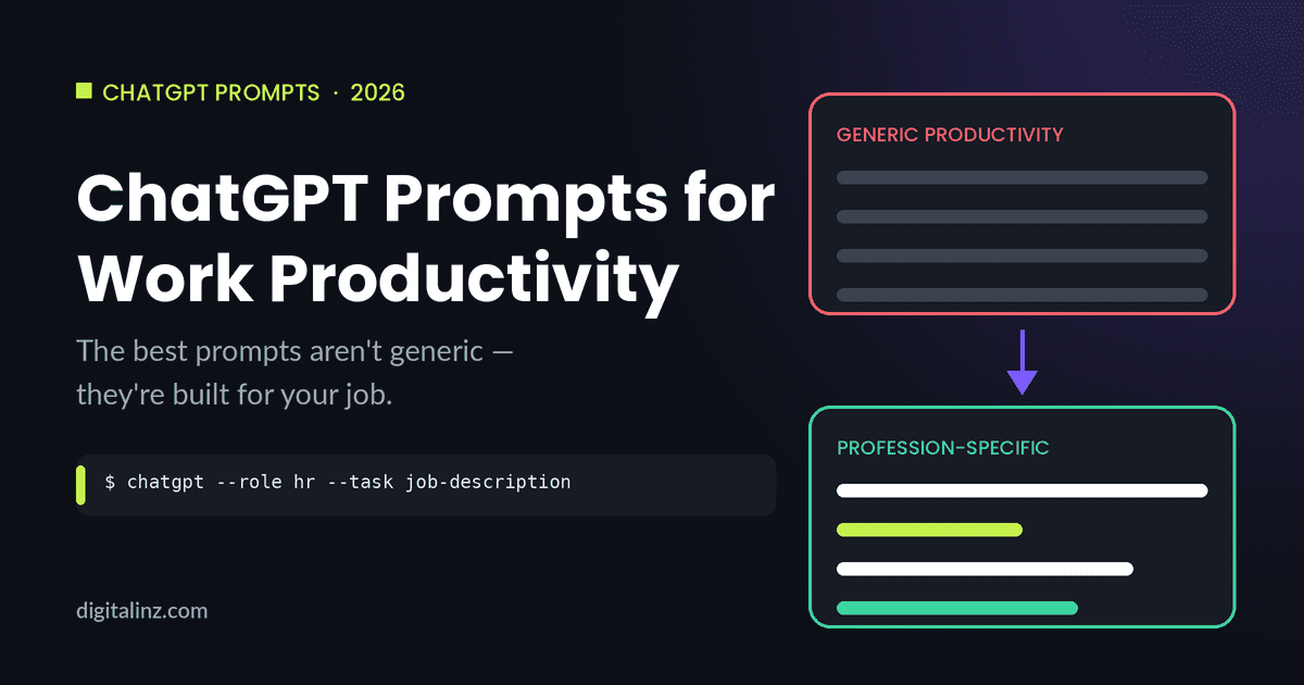Diagram comparing generic productivity prompts with profession-specific ChatGPT prompts