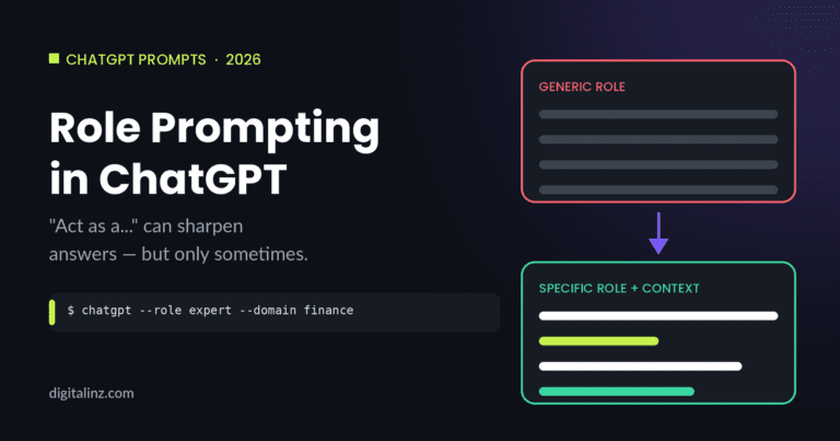 Role prompting in ChatGPT, diagram comparing a generic role with a specific role and context
