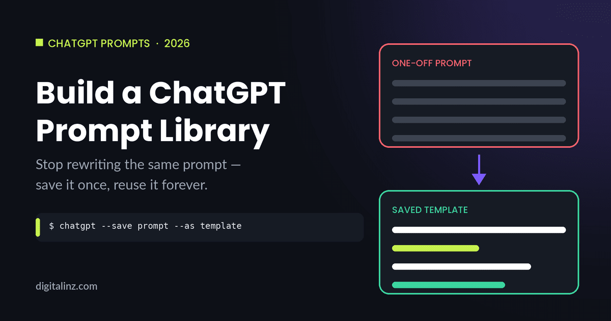 Diagram comparing a one-off ChatGPT prompt with a saved, reusable prompt template