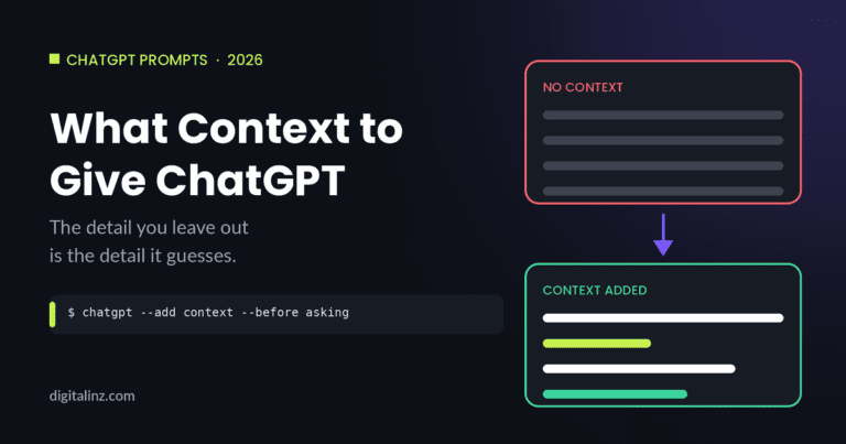 Diagram comparing a ChatGPT prompt with no context versus one with context added
